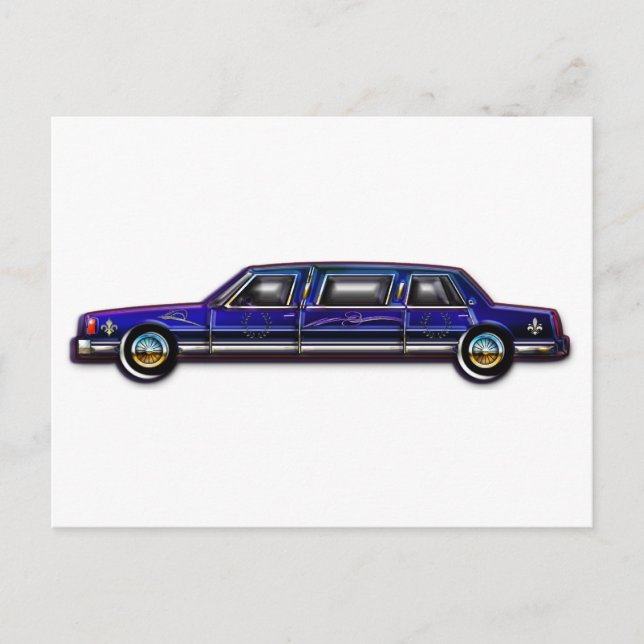 Classic Dark Blue Limo Postcard (Front)