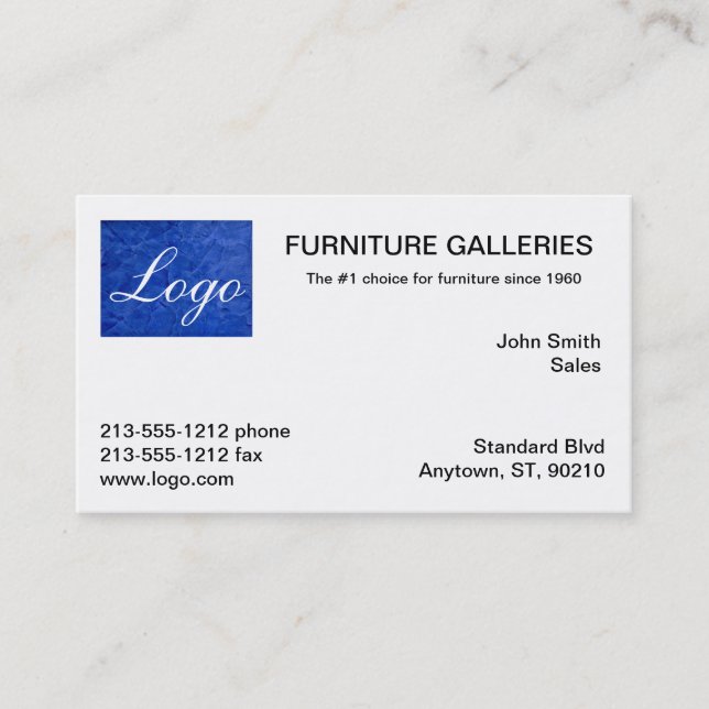 Classic Dark Blue Logo Business Cards (Front)