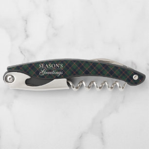Classic Dark Blue Red Green Plaid Pattern Corkscrew