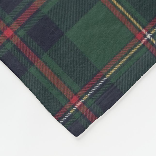 Classic Dark Blue Red Green Plaid Pattern Fleece Blanket (Corner)