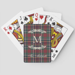 Classic Dark Blue Red Green Plaid Pattern Playing Cards