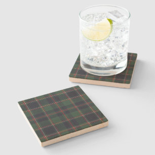 Classic Dark Blue Red Green Plaid Pattern Stone Coaster