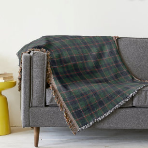 Classic Dark Blue Red Green Plaid Pattern Throw Blanket