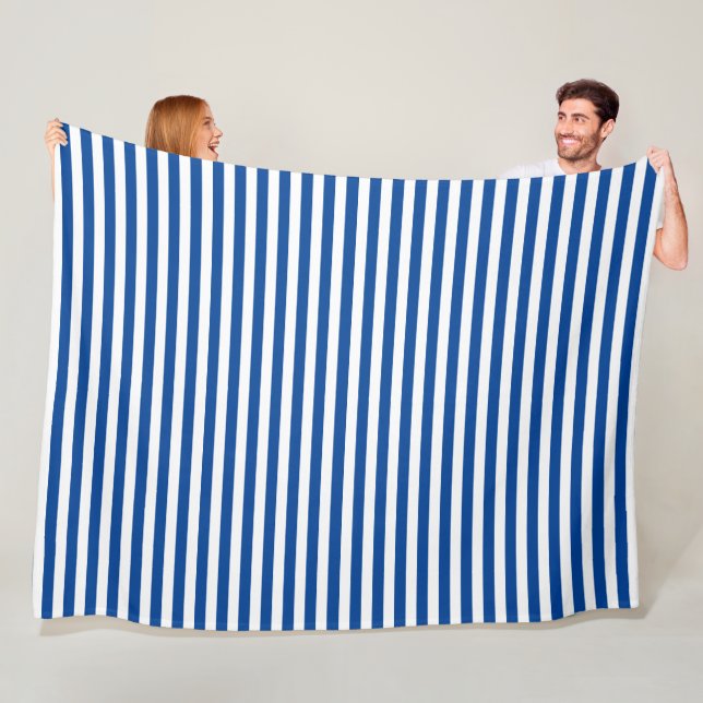 CLASSIC DARK BLUE STRIPED FLEECE BLANKET (In Situ)