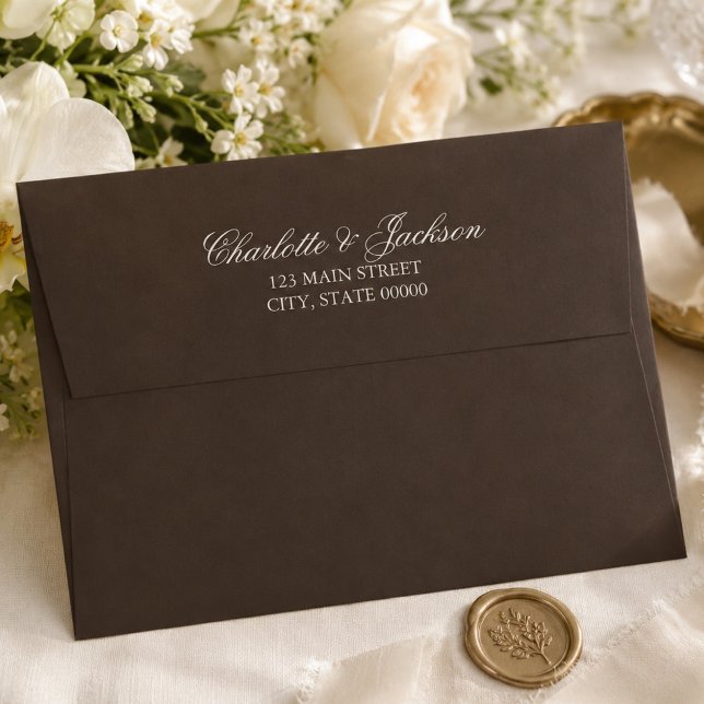 Classic Dark Brown Old Money Wedding Envelope (Creator Uploaded)