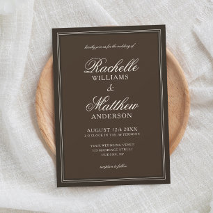 Classic Dark Brown Old Money Wedding Invitation