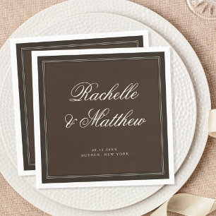 Classic Dark Brown Old Money Wedding Napkin