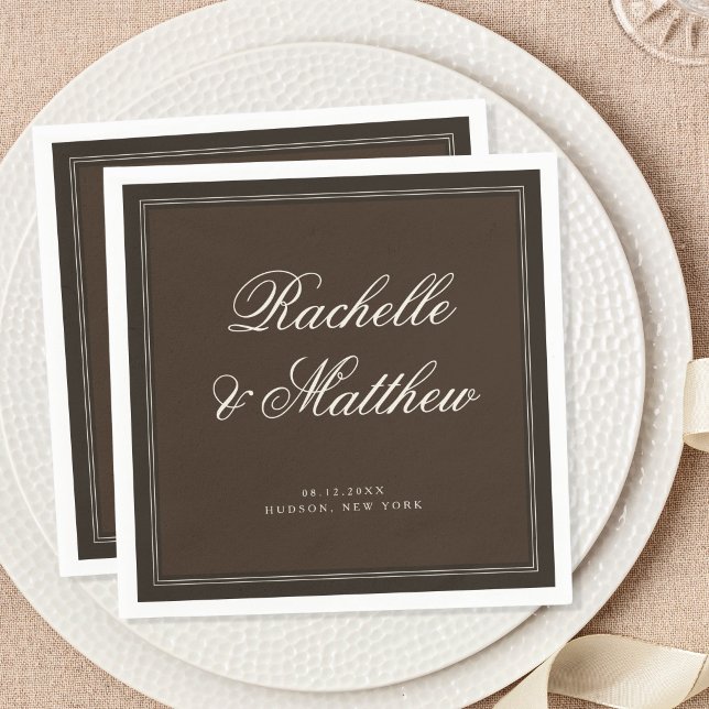Classic Dark Brown Old Money Wedding Napkin (Creator Uploaded)