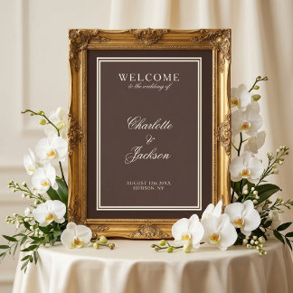 Classic Dark Brown Old Money Wedding Poster