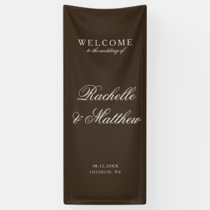 Classic Dark Brown Old Money Wedding Welcome Banner