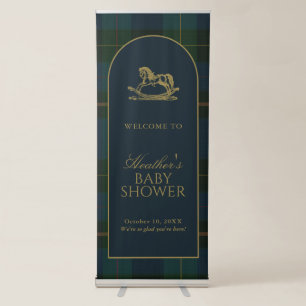 Classic Dark Green Plaid Baby Shower Banner
