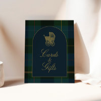 Classic Dark Green Plaid Baby Shower Cards & Gifts