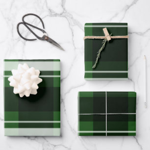 Classic Dark Green Plaid Christmas Gift Wrapping Paper Sheet
