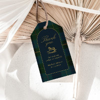 Classic Dark Green Plaid Thank You Favour Tags