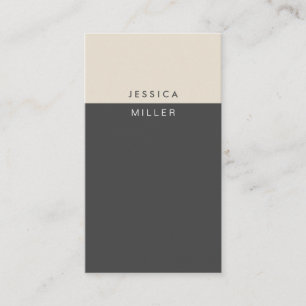 Classic Dark Grey & Beige Social Media Vertical Business Card