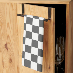 Classic dark grey chequerboard tea towel