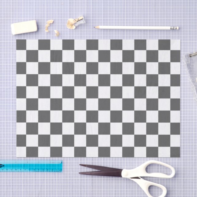 Classic dark grey chequerboard tissue paper (Craft)