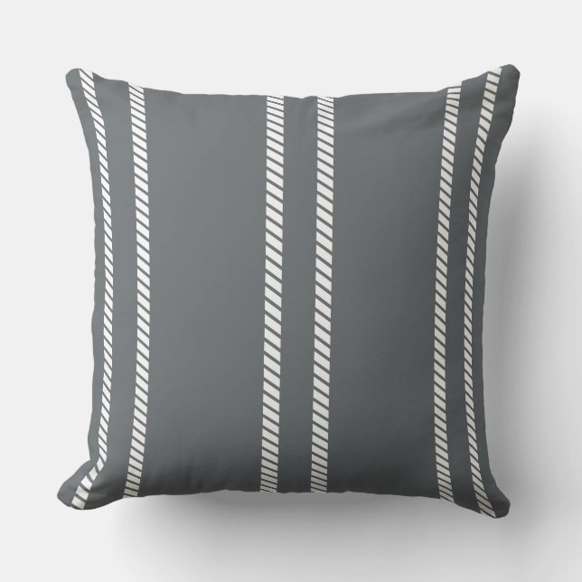 Classic Dark Grey with Stripes Throw Pillow (Front)