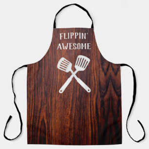 classic Dark Mahogany wood grain Flippin’ awesome Apron