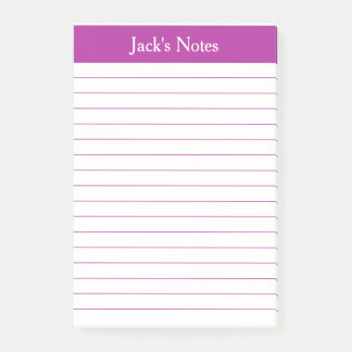 Classic Dark Pink Lined Personalised Post-it Notes