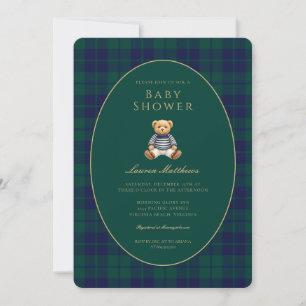 Classic Dark Plaid Lauren Inspired Baby Shower Invitation