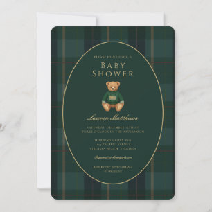 Classic Dark Plaid Lauren Inspired Baby Shower  Invitation