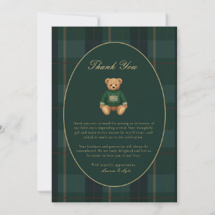 Classic Dark Plaid Lauren Inspired Baby Shower  Thank You Card