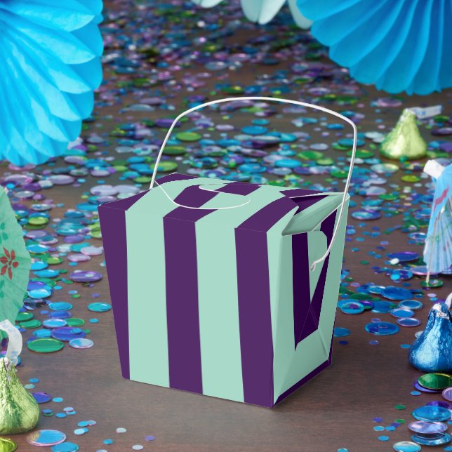 Classic Dark Purple and Light TealStriped Take Out Favour Box (Party)