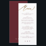 Classic Dark Red Plum Burgundy Calligraphy Wedding Menu<br><div class="desc">part of a collection
*not real foil</div>
