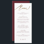 Classic Dark Red Plum Burgundy Calligraphy Wedding Menu<br><div class="desc">part of a collection
*not real foil</div>