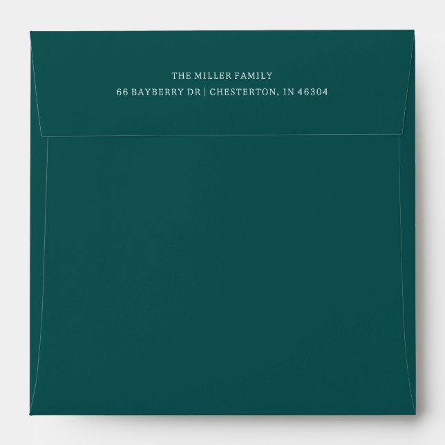 Classic Dark Teal Two-Line Return Address Layout Envelope (Back (Top Flap))