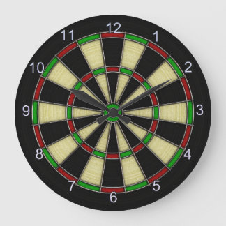 Classic Dart Board Design, Darts, Dart Games Large Clock