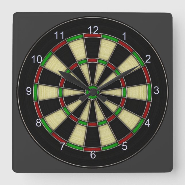 Classic Dart Board Design, Darts, Dart Games Square Wall Clock (Front)