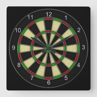Classic Dart Board Design, Darts, Dart Games Square Wall Clock