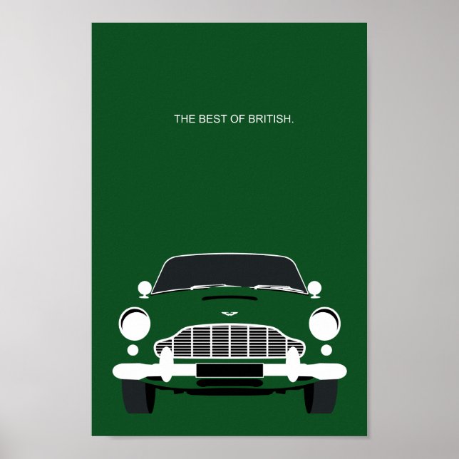 Classic DB5 British racing green sports car Poster (Front)