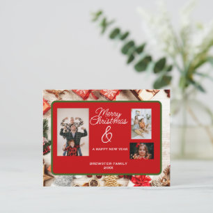 Classic Deco Personalised Christmas Family Photo Holiday Postcard