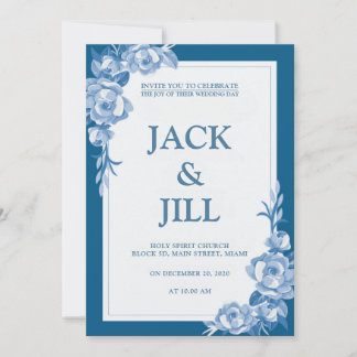 Classic Deep Blue Wedding Invitation