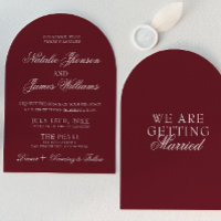 Classic Deep Burgundy Old Money Arched Wedding