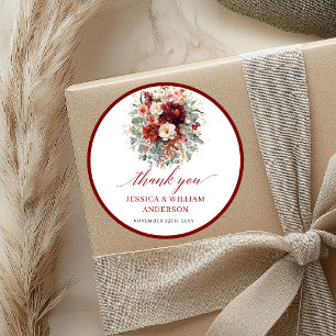 Classic Deep Red Autumn Wedding Sticker Design