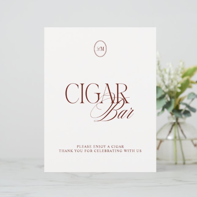 Classic Deep Terracotta Cigar Bar Wedding Sign (Standing Front)