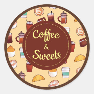 Classic Delicious Coffee And Pastries Round Sticker