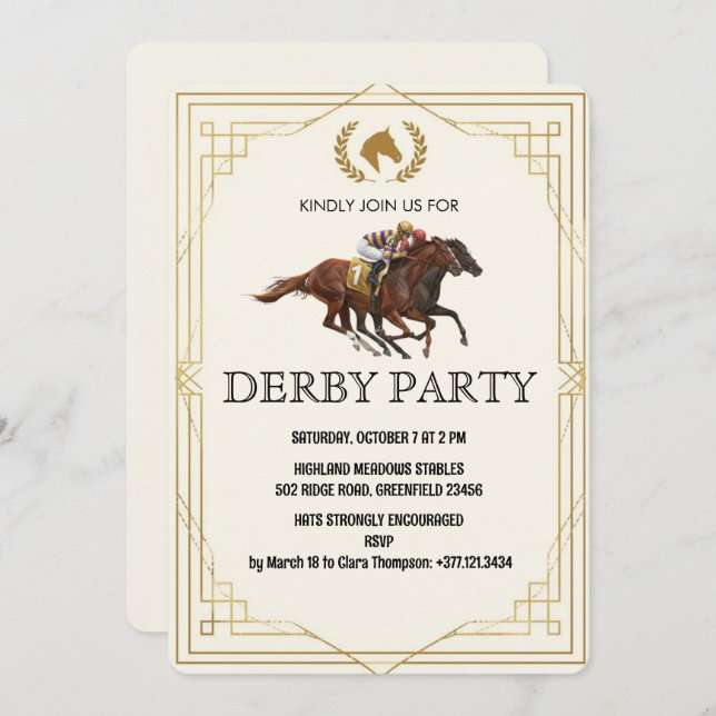 Classic Derby Horse Racing Invite (Front/Back)