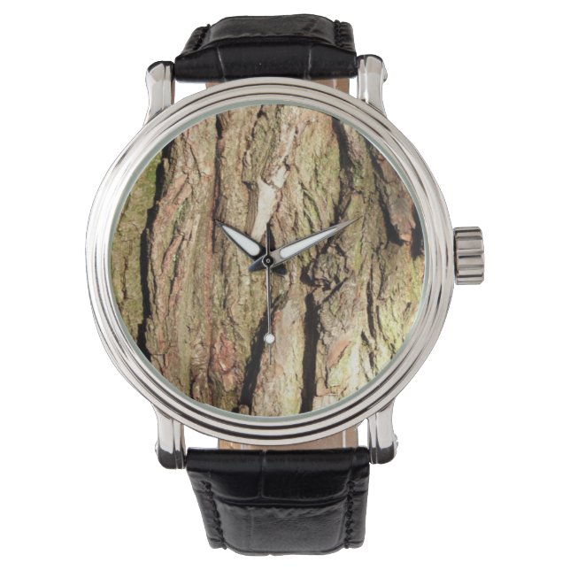 Classic Design Natural Wood Bark Chic Watch (Front)