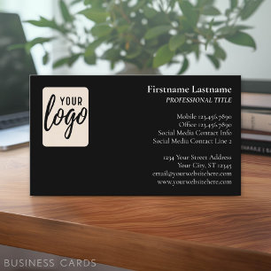 Classic Design with Logo and Contact Info - Black Business Card
