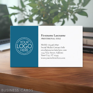 Classic Design with Logo and Contact Info - Blue Business Card
