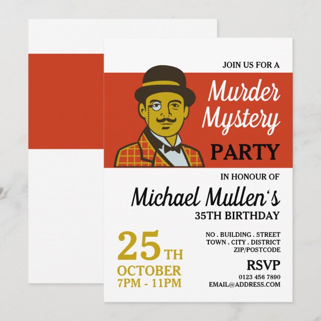 Classic Detective, Murder Mystery Birthday Party Invitation (Front/Back)