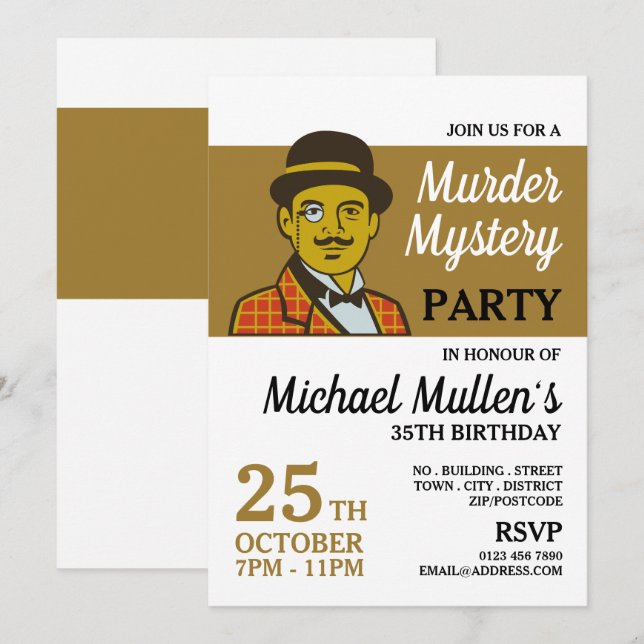 Classic Detective, Murder Mystery Birthday Party Invitation (Front/Back)
