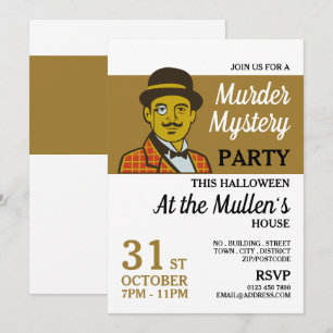 Classic Detective, Murder Mystery Halloween Party Invitation