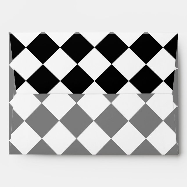 Classic Diamond Black and White Checkers Decor Envelopes (Back (Top Flap))