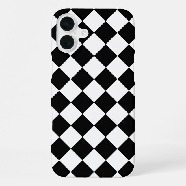 Classic Diamond Black and White Checkers iPhone Case (Back)